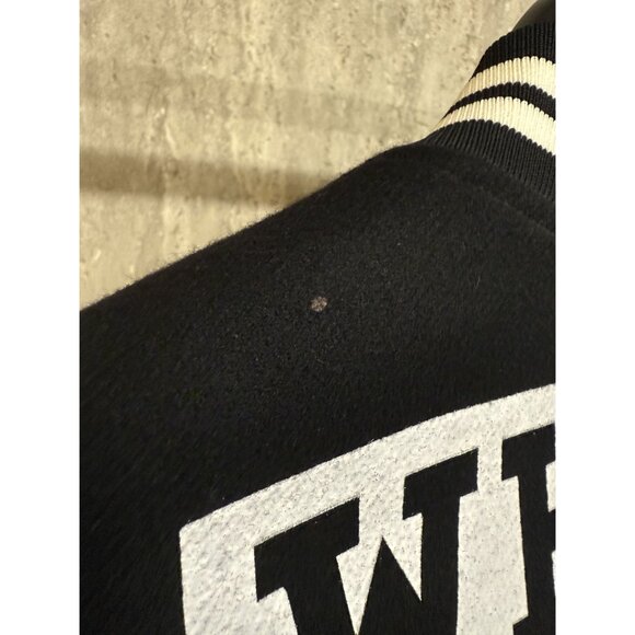 Off-White Black & White Striped Varsity Jacket S Virgin Wool Blend - Picture 7 of 14